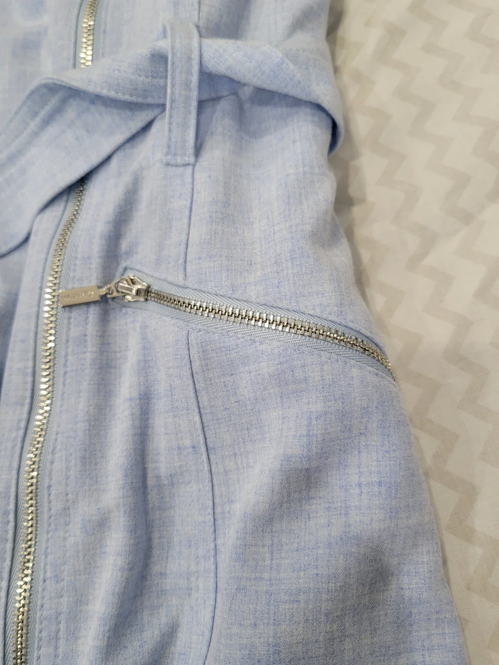 Calvin Klein Sleeveless Light Blue Zip-Front Sheath Dress - Picture 7 of 14